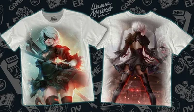 Футболки с полной запечаткой: nier automata 2b(3)